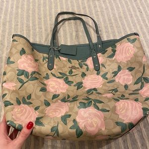 Pink rose authentic Coach tote bag